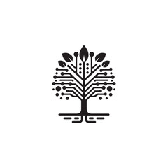 tech tree logo vector, tech tree electrical circuit digital logo, tree tech logo creative digital system design 