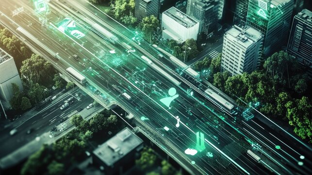 A modern depiction of a global waste management network, driven by AI, with data visualization elements and a focus on sustainability.