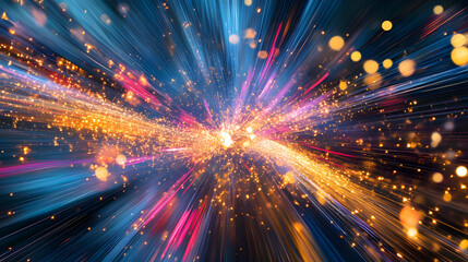 Obraz premium Abstract Background with Bright Lines and Sparkling Lights