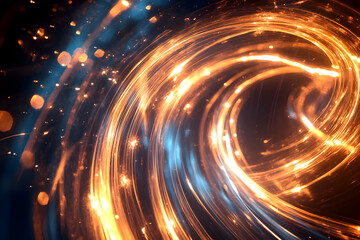 Abstract Background with Golden Spirals and Lights