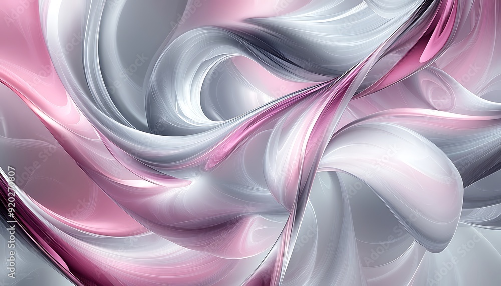 Poster Seamless Abstract with Swirling Patterns in Grey and Pink