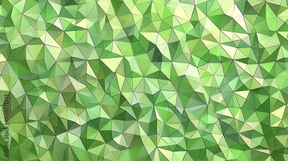 Poster seamless abstract with triangular mosaic in shades of green
