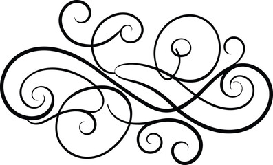 Vintage swirl ornament line illustration 