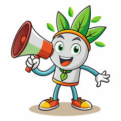 With megaphone cartoon tree art vector illustration