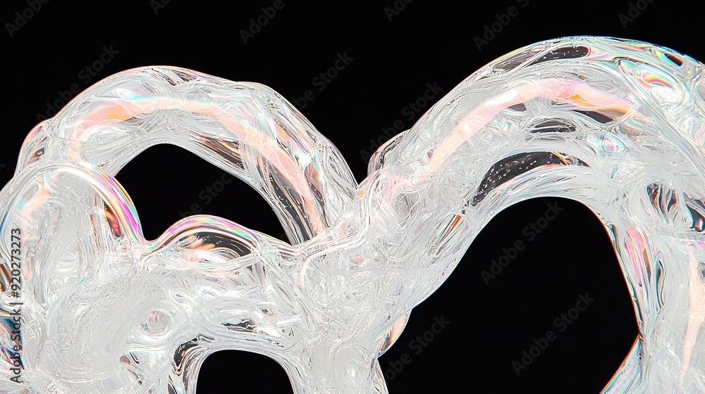 Poster a high-resolution image of a transparent crystal resting against a dark background, featuring its re