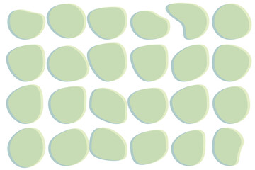 A set of organic flowing shapes in different colors on a transparent background. Trendy contemporary illustration elements