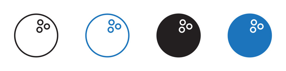 Bowling ball icon linear thin line icon graphics set 