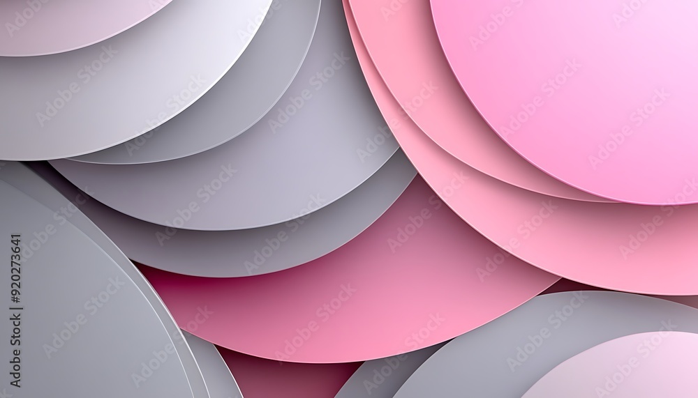 Poster seamless abstract with layered circles in grey and pink