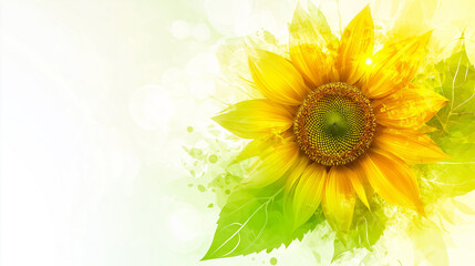 Obraz premium A vibrant sunflower against a light background, radiating positivity, energy, and the joy of summer.