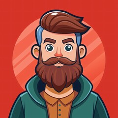 Obraz premium a man is taking a photo with his hairstyle vector illustration