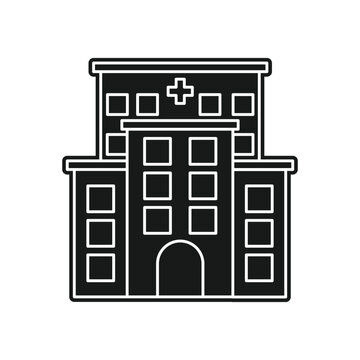 recommend clip art: hospital building vector icon. Medical building symbol, logo illustration.