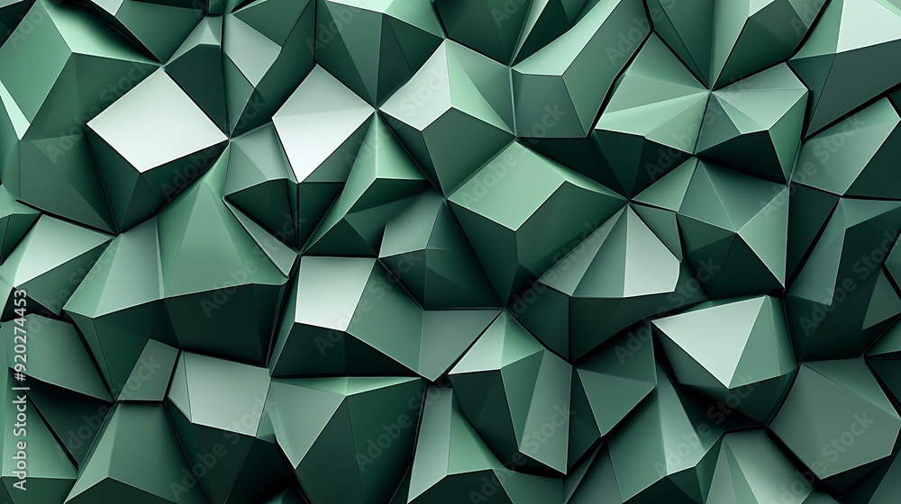 Poster seamless abstract with sharp geometric shapes in green and grey