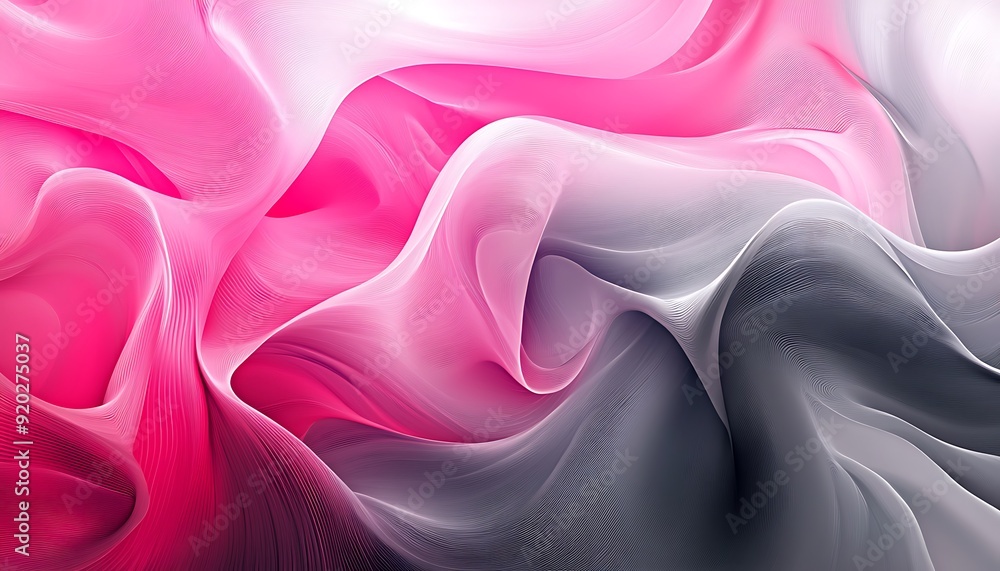 Poster seamless abstract with fluid wave patterns in pink and grey