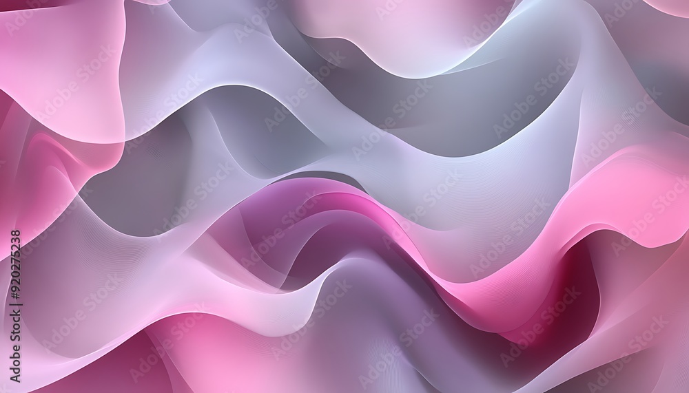Poster Seamless Abstract with Fluid Wave Patterns in Pink and Grey