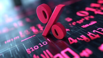 A visually engaging 3D animation showing a significant interest rate cut, symbolized by a shrinking percentage sign in a digital financial environment. The high-resolution graphic features a modern