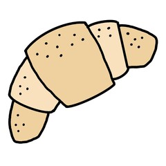 cute croissant doodle pastry clipart
