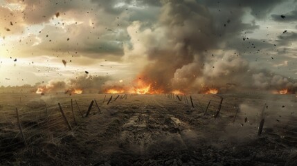 Intense Battle Scene. A war background with highly detailed plain backdrop