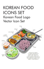 Korean food logo vector icon set