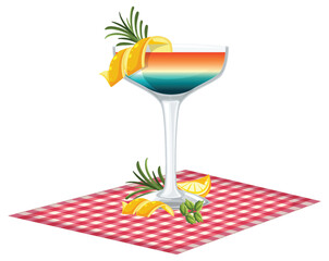Colorful Cocktail on Checkered Cloth
