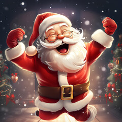 Santa Claus Marry Christmas happy smile dancing have fun.