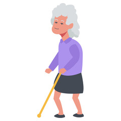 Old People Character Isolated on White Background. Vector Illustration with Cartoon Style