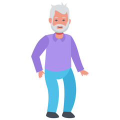 Old People Character Isolated on White Background. Vector Illustration with Cartoon Style