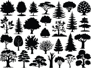 Fototapeta premium Vector Palm tree silhouette icons set