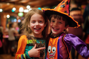 Fototapeta premium Kid party Halloween, playful and happy