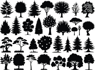 Fototapeta premium Vector Palm tree silhouette icons set