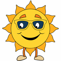 Cartoon sun in sunglasses