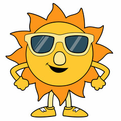 Cartoon sun in sunglasses