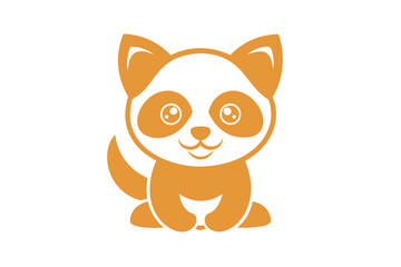 Vector Illustration of Cute Panda Head and Full Body, Black Silhouette, Abstract Geometric Line Art, Cartoon Kawaii Mascot Logo