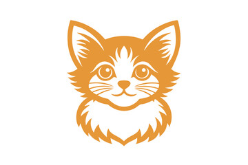 Flat Illustration of Cute Cat Mascot - Kawaii Cartoon Vector, Black Silhouette, Geometric Line Art, Abstract Full Body & Face Clipart