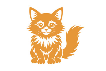 Obraz premium Flat Illustration of Cute Cat Mascot - Kawaii Cartoon Vector, Black Silhouette, Geometric Line Art, Abstract Full Body & Face Clipart