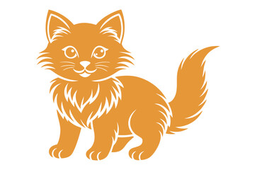 Flat Illustration of Cute Cat Mascot - Kawaii Cartoon Vector, Black Silhouette, Geometric Line Art, Abstract Full Body & Face Clipart