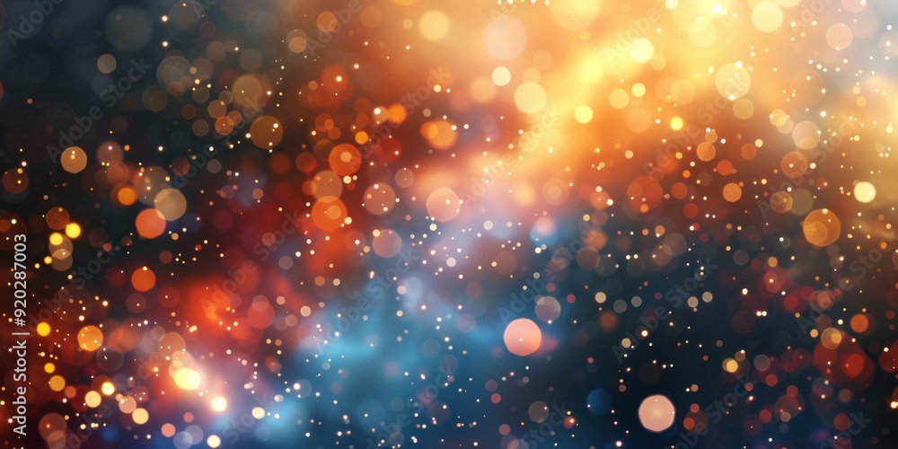 Poster a vibrant and dazzling bokeh background that features an array of sparkling lights in a beautiful bl