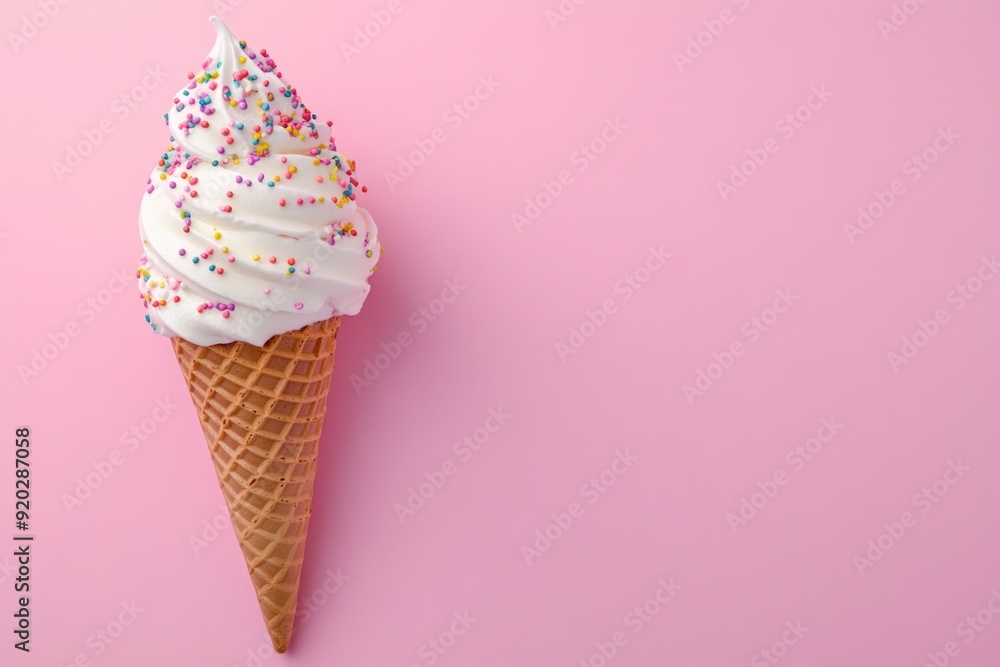 Poster pink ice cream cone with sprinkles