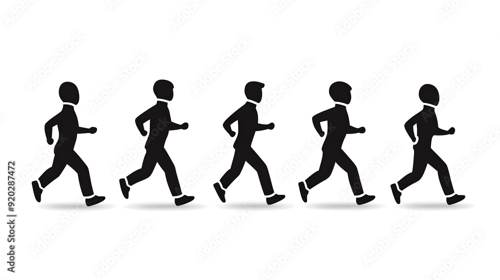 Poster silhouette sequence of a person running, illustrating motion and activity.