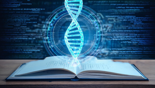 DNA Hologram with code programing background