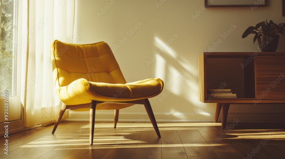 Wall mural yellow chair by window