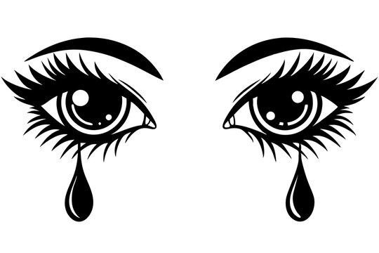 Eyes with tears art vector illustration