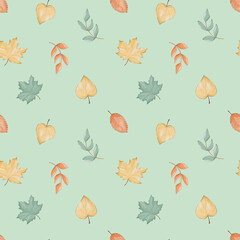 Seamless pattern with fall leaves