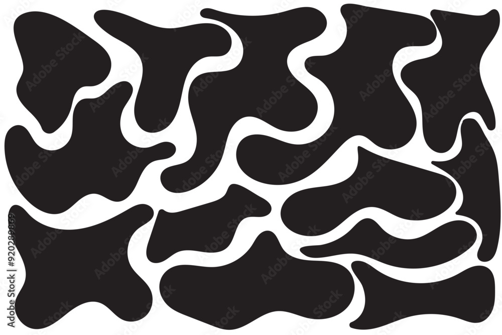 Poster abstract liquid shapes. organic flat blobs. irregular fluid bubbles. random wavy spots and curvy ele