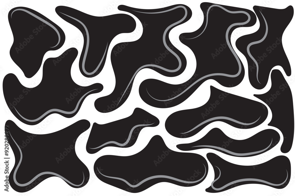 Poster abstract liquid shapes. organic flat blobs. irregular fluid bubbles. random wavy spots and curvy ele