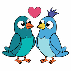 Two love birds art vector illustration