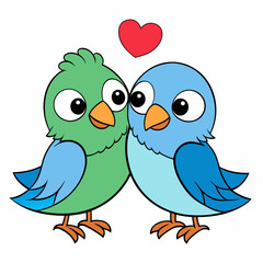 Two love birds art vector illustration
