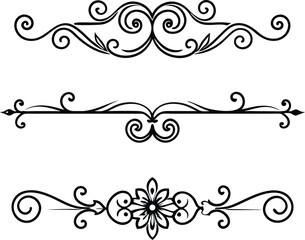 classic calligraphy retro scroll dividers line art illustration