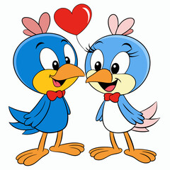 Obraz premium Two love birds art vector illustration