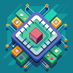 Integrated Circuit Board Illustration