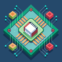 Integrated Circuit Board Illustration